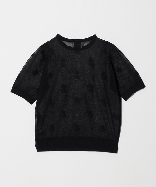 UNITED ARROWS(ユナイテッドアローズ)の「シアー フラワー ショートスリーブ ニット ‐ウォッシャブル‐(ニット/セーター・レディース・ブラック/オフホワイト・FREE)」の13枚目の写真