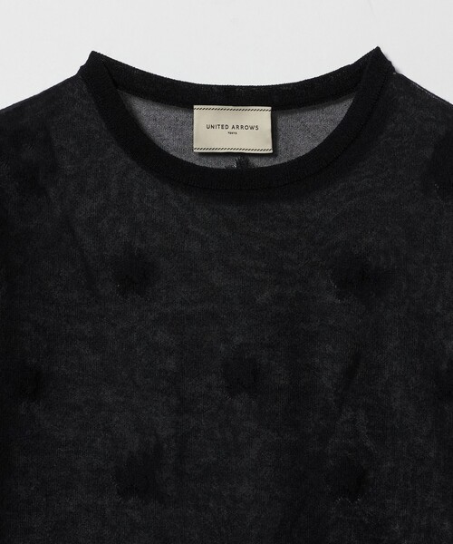 UNITED ARROWS(ユナイテッドアローズ)の「シアー フラワー ショートスリーブ ニット ‐ウォッシャブル‐(ニット/セーター・レディース・ブラック/オフホワイト・FREE)」の14枚目の写真