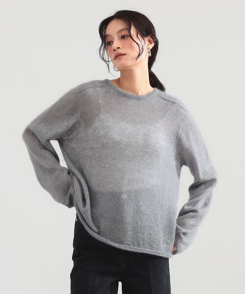 Demi-Luxe BEAMS（デミルクス ビームス）の「モヘヤ シルク ロングスリーブニット（ニット/セーター・レディース・ピンク/グレー・ONE SIZE）」の6枚目の写真
