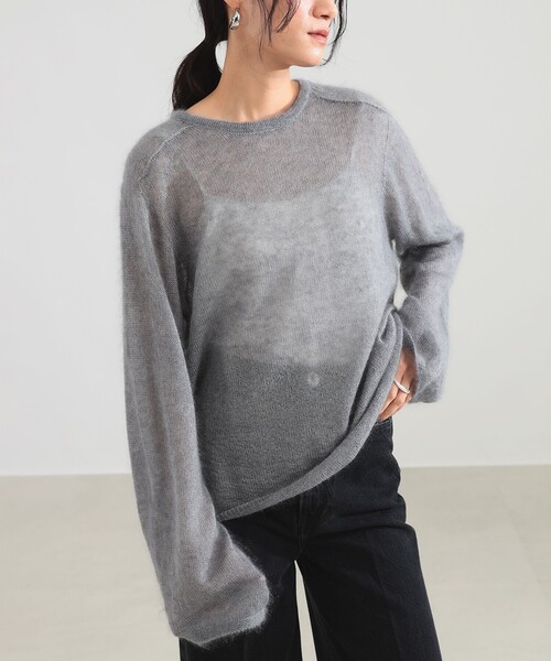 Demi-Luxe BEAMS（デミルクス ビームス）の「モヘヤ シルク ロングスリーブニット（ニット/セーター・レディース・ピンク/グレー・ONE SIZE）」の7枚目の写真
