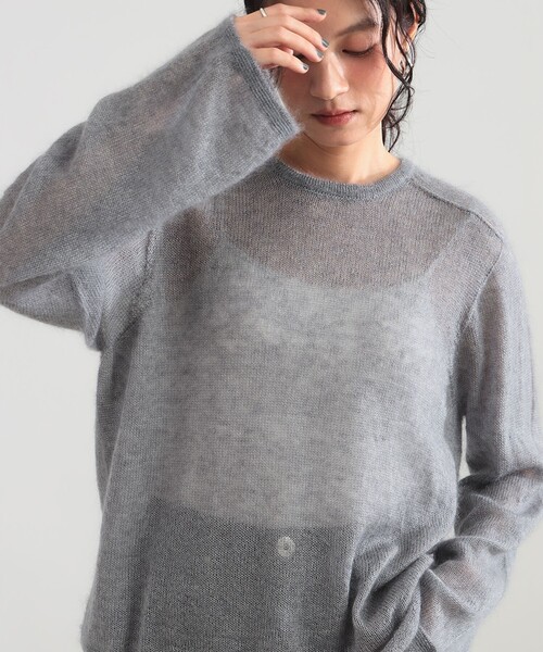 Demi-Luxe BEAMS（デミルクス ビームス）の「モヘヤ シルク ロングスリーブニット（ニット/セーター・レディース・ピンク/グレー・ONE SIZE）」の8枚目の写真