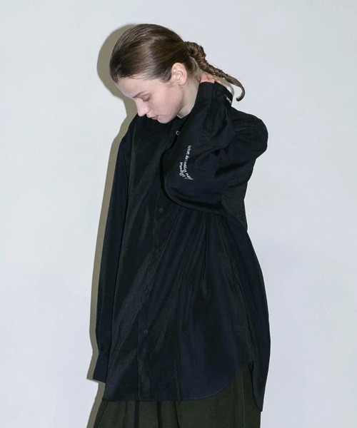 my beautiful landlet（マイビューティフルランドレット）の「【my beautiful landlet】 WOOLMIX AIRY TYPEWRITER OVERSIZE SHIRT（シャツ/ブラウス・メンズ・チャコールグレー/ネイビー・1）」の2枚目の写真