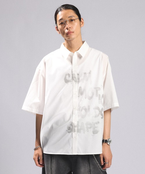 RAGEBLUE（レイジブルー）の「SPRAY LOGO LOOSE FIT SHIRTS/スプレーロゴルーズシルエットシャツ（シャツ/ブラウス・メンズ・サックスブルー/ホワイト/グレー・MEDIUM/LARGE）」の13枚目の写真