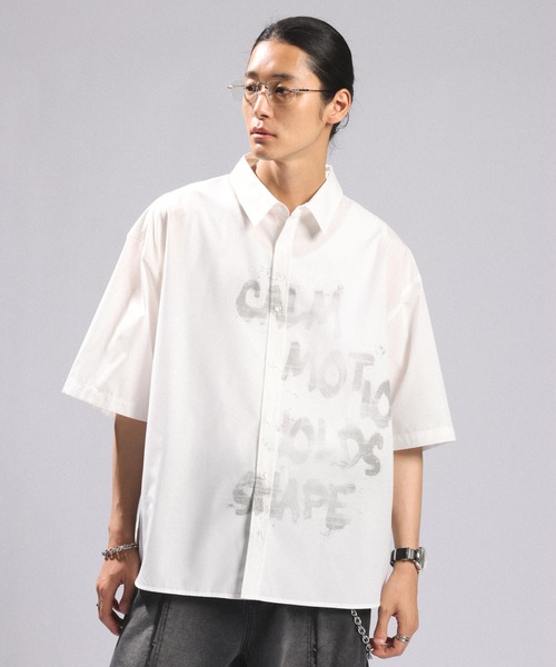 RAGEBLUE（レイジブルー）の「SPRAY LOGO LOOSE FIT SHIRTS/スプレーロゴルーズシルエットシャツ（シャツ/ブラウス・メンズ・サックスブルー/ホワイト/グレー・MEDIUM/LARGE）」の15枚目の写真