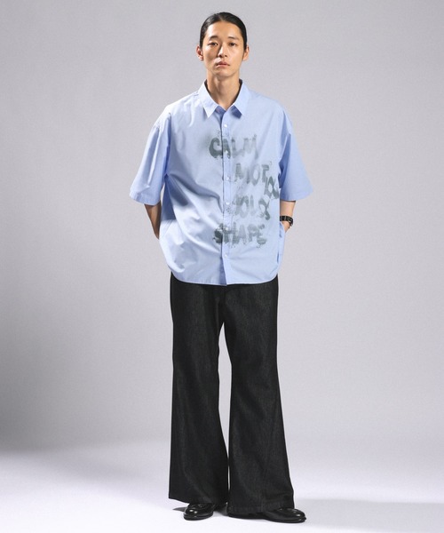 RAGEBLUE（レイジブルー）の「SPRAY LOGO LOOSE FIT SHIRTS/スプレーロゴルーズシルエットシャツ（シャツ/ブラウス・メンズ・サックスブルー/ホワイト/グレー・MEDIUM/LARGE）」の16枚目の写真