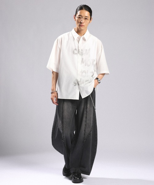 RAGEBLUE（レイジブルー）の「SPRAY LOGO LOOSE FIT SHIRTS/スプレーロゴルーズシルエットシャツ（シャツ/ブラウス・メンズ・サックスブルー/ホワイト/グレー・MEDIUM/LARGE）」の10枚目の写真