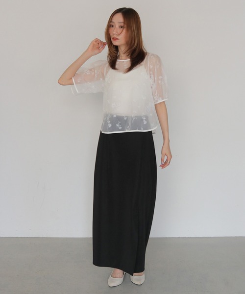 CLEIO(クレイオ)の「【CLEIO】フロッキーシアーブラウス FLOCKY SHEER BLOUSE(カーディガン/ボレロ・レディース・オフホワイト/グレー/ブラック・FREE)」の12枚目の写真