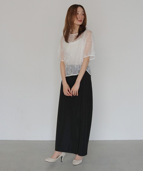 CLEIO(クレイオ)の「【CLEIO】フロッキーシアーブラウス FLOCKY SHEER BLOUSE(カーディガン/ボレロ・レディース・オフホワイト/グレー/ブラック・FREE)」の14枚目の写真