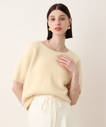 カシミヤブレンドファー加工半袖プルオーバー