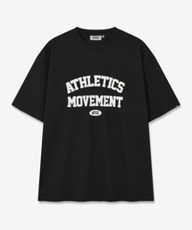 アスレチックロゴプリントオーバーサイズ半袖Tシャツ[ブラック]
