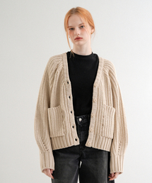 Poket Cable Knit Cardigan (Oat_beige)