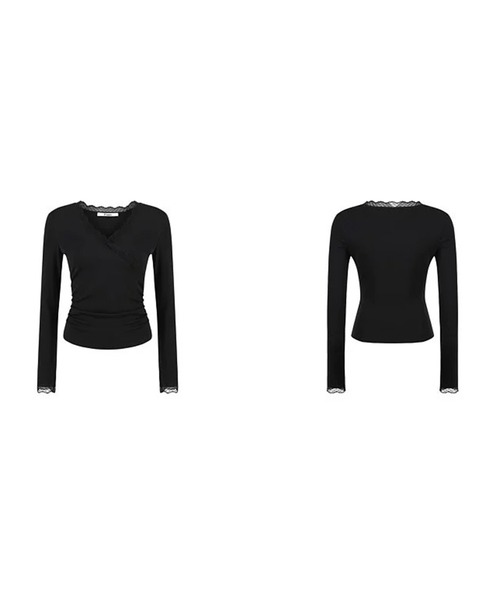 Fano Studios(ファノ ストゥディオズ)の「レースディテール カシュクールトップス FQ26S171【Fano Studios】【2026AW】(Tシャツ/カットソー・レディース・ブラック・S/M/L)」の8枚目の写真