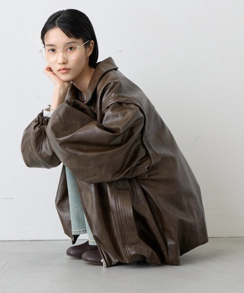 CIAOPANIC TYPY(チャオパニックティピー)の「∴【袖取り外し可能】2wayレザーバルーンスタンドアウター(ブルゾン・レディース・ブラック/ブラウン/アイボリー・ONE SIZE)」の1枚目の写真