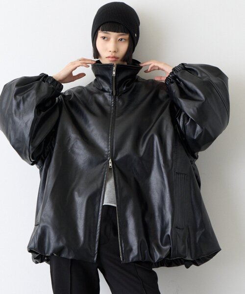 CIAOPANIC TYPY(チャオパニックティピー)の「∴【袖取り外し可能】2wayレザーバルーンスタンドアウター(ブルゾン・レディース・ブラック/ブラウン/アイボリー・ONE SIZE)」の19枚目の写真
