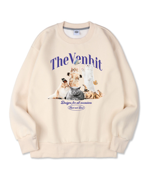 VENHIT(ベンヒット)の「ナビネコ 特殊綿 スウェット_B1(スウェット・レディース・チャコールグレー/ライトグレー/ブラック/ベージュ/インディゴブルー/ブルー/ライトグリーン/ミント/クリーム/クリアブラック/チャコール・MEDIUM/LARGE/X-LARGE/2XL/4XL/3XL)」の7枚目の写真