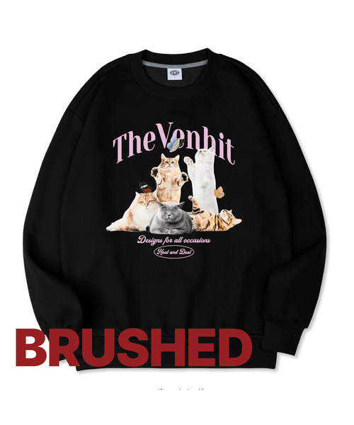VENHIT(ベンヒット)の「ナビネコ 特殊綿 スウェット_B1(スウェット・レディース・チャコールグレー/ライトグレー/ブラック/ベージュ/インディゴブルー/ブルー/ライトグリーン/ミント/クリーム/クリアブラック/チャコール・MEDIUM/LARGE/X-LARGE/2XL/4XL/3XL)」の3枚目の写真