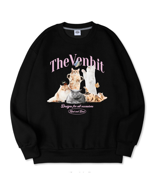 VENHIT(ベンヒット)の「ナビネコ 特殊綿 スウェット_B1(スウェット・レディース・チャコールグレー/ライトグレー/ブラック/ベージュ/インディゴブルー/ブルー/ライトグリーン/ミント/クリーム/クリアブラック/チャコール・MEDIUM/LARGE/X-LARGE/2XL/4XL/3XL)」の2枚目の写真