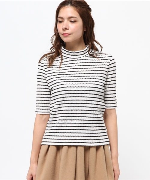 Heather（ヘザー）の「ボトルネックケーブルカット5分袖　715635（Tシャツ/カットソー・レディース・ホワイト系その他/オフホワイト/ライトイエロー・FREE）」の4枚目の写真