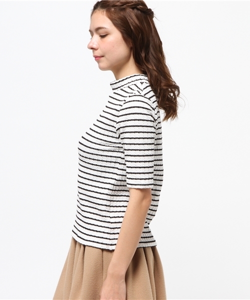 Heather（ヘザー）の「ボトルネックケーブルカット5分袖　715635（Tシャツ/カットソー・レディース・ホワイト系その他/オフホワイト/ライトイエロー・FREE）」の5枚目の写真