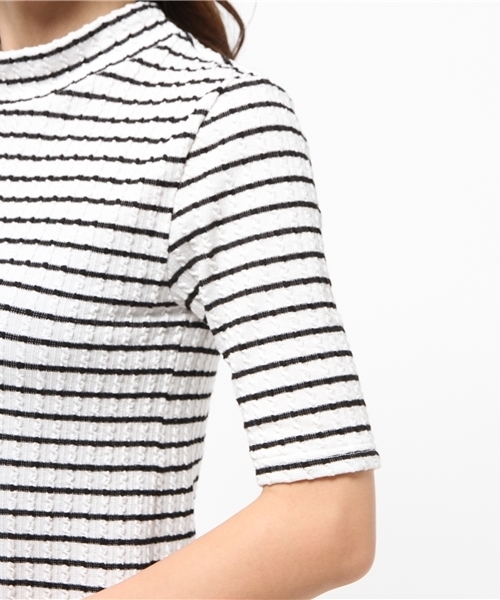 Heather（ヘザー）の「ボトルネックケーブルカット5分袖　715635（Tシャツ/カットソー・レディース・ホワイト系その他/オフホワイト/ライトイエロー・FREE）」の8枚目の写真