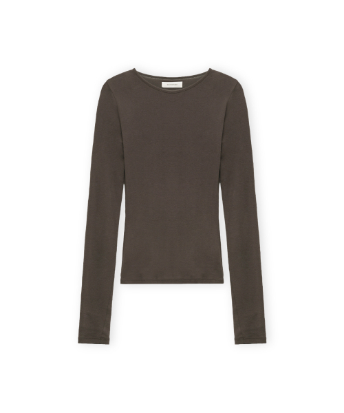 BROWNYARD(ブラウンヤード)の「Wリブロングスリーブ、ダークブラウン(Tシャツ/カットソー・レディース・その他・1/2)」の1枚目の写真