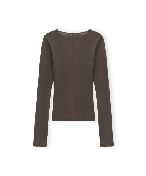 BROWNYARD(ブラウンヤード)の「Wリブロングスリーブ、ダークブラウン(Tシャツ/カットソー・レディース・その他・1/2)」の2枚目の写真