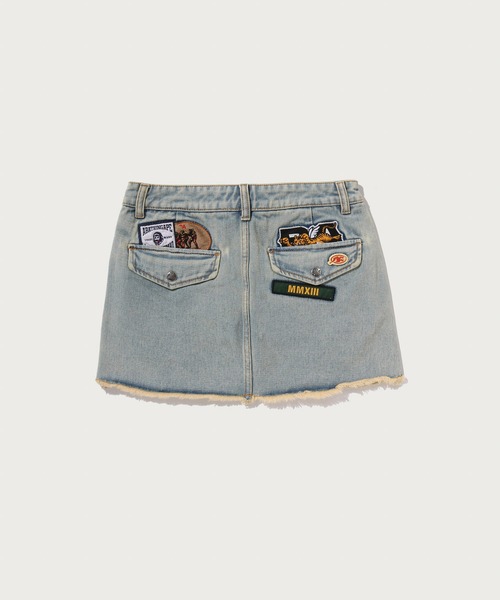 A BATHING APE（アベイシングエイプ）の「MULTI  LOGO DENIM SKIRT（デニムスカート・レディース・ライトインディゴブルー・X-SMALL）」の7枚目の写真