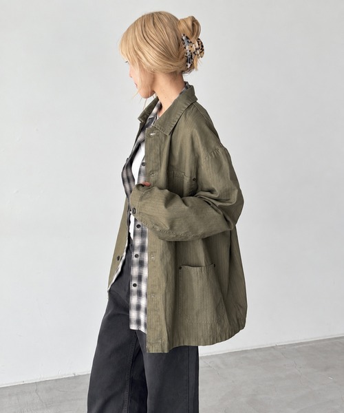 CANAL JEAN(キャナルジーン)の「choice_cnl コットンカバーオール(その他アウター・レディース・カーキ/ブラック・ONE SIZE)」の6枚目の写真