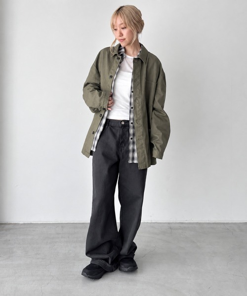 CANAL JEAN(キャナルジーン)の「choice_cnl コットンカバーオール(その他アウター・レディース・カーキ/ブラック・ONE SIZE)」の8枚目の写真