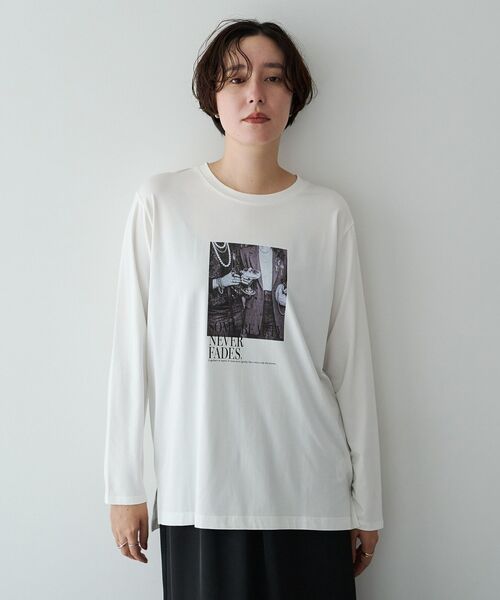YECCA VECCA(イェッカヴェッカ)の「フォトプリントロンTee(Tシャツ/カットソー・レディース・ブラック/オフホワイト・FREE)」の1枚目の写真