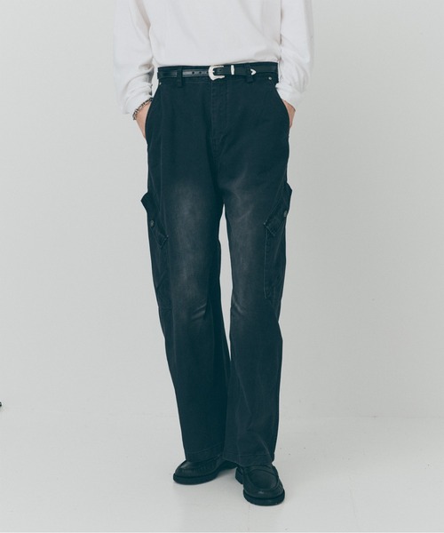 MILITARY(ミリタリー)の「【MAISON CLUB】Aged Wide Curve Cargo Pants / エイジングワイドカーブカーゴパンツ SNF(カーゴパンツ・メンズ・ブラック/グレー・M/L)」の9枚目の写真