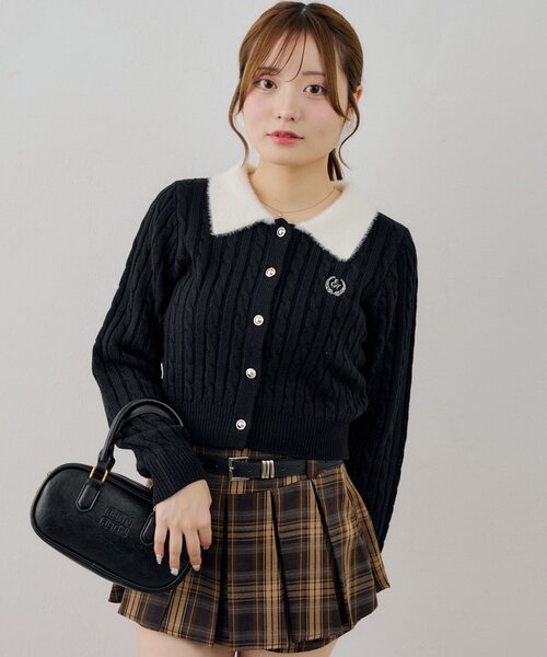 continuer de NICE CLAUP（コンティニューデナイスクラップ）の「衿フェザーケーブルポロニット（ニット/セーター・レディース・グレー/ブラック/アイボリー/ボルドー・FREE）」の12枚目の写真