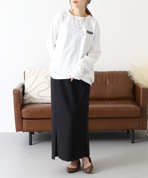 Arinomama（アリノママ）の「Arinomama 200g 20s空紡糸天竺 チェック パッチワーク ロンT（Tシャツ/カットソー・レディース・ホワイト/ダークブラウン/カーキ・FREE）」の9枚目の写真