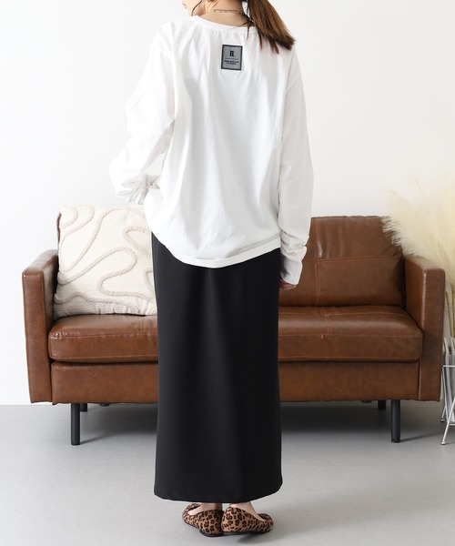 Arinomama（アリノママ）の「Arinomama 200g 20s空紡糸天竺 チェック パッチワーク ロンT（Tシャツ/カットソー・レディース・ホワイト/ダークブラウン/カーキ・FREE）」の11枚目の写真
