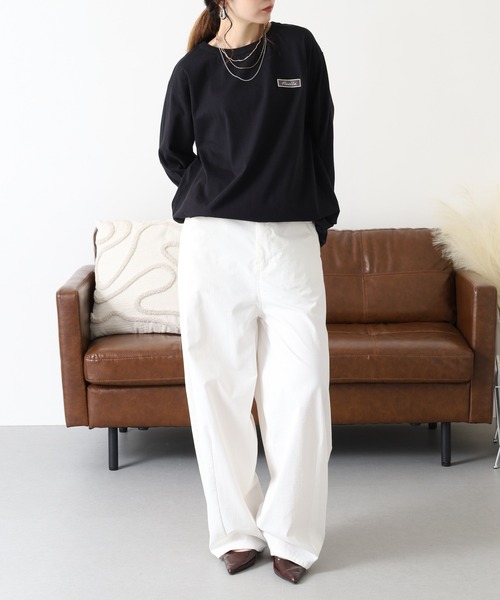 Arinomama（アリノママ）の「Arinomama 200g 20s空紡糸天竺 チェック パッチワーク ロンT（Tシャツ/カットソー・レディース・ホワイト/ダークブラウン/カーキ・FREE）」の19枚目の写真