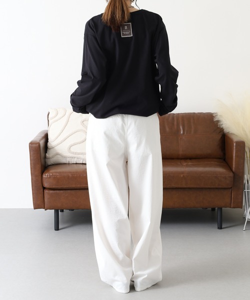 Arinomama（アリノママ）の「Arinomama 200g 20s空紡糸天竺 チェック パッチワーク ロンT（Tシャツ/カットソー・レディース・ホワイト/ダークブラウン/カーキ・FREE）」の20枚目の写真