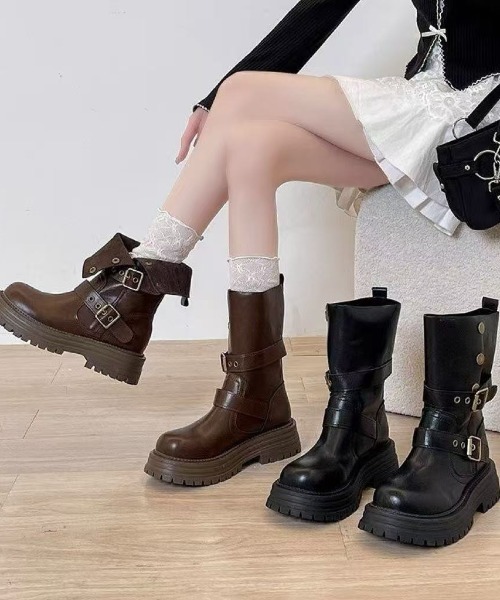 yuue' ( wear )(ユーイ)の「2WAY厚底ミドルブーツ(ブーツ・レディース・ブラック/ブラウン・23.5cm/24.5cm)」の16枚目の写真