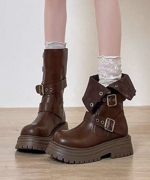 yuue' ( wear )(ユーイ)の「2WAY厚底ミドルブーツ(ブーツ・レディース・ブラック/ブラウン・23.5cm/24.5cm)」の19枚目の写真