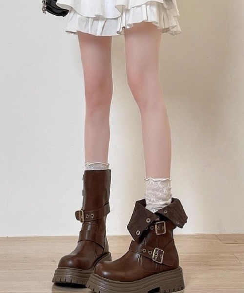 yuue' ( wear )(ユーイ)の「2WAY厚底ミドルブーツ(ブーツ・レディース・ブラック/ブラウン・23.5cm/24.5cm)」の22枚目の写真