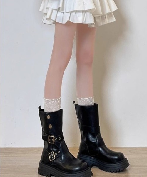 yuue' ( wear )(ユーイ)の「2WAY厚底ミドルブーツ(ブーツ・レディース・ブラック/ブラウン・23.5cm/24.5cm)」の7枚目の写真