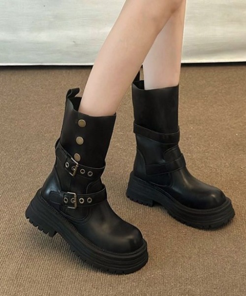 yuue' ( wear )(ユーイ)の「2WAY厚底ミドルブーツ(ブーツ・レディース・ブラック/ブラウン・23.5cm/24.5cm)」の8枚目の写真