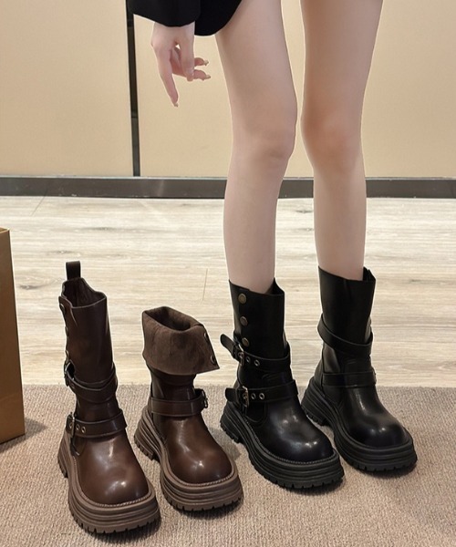 yuue' ( wear )(ユーイ)の「2WAY厚底ミドルブーツ(ブーツ・レディース・ブラック/ブラウン・23.5cm/24.5cm)」の17枚目の写真