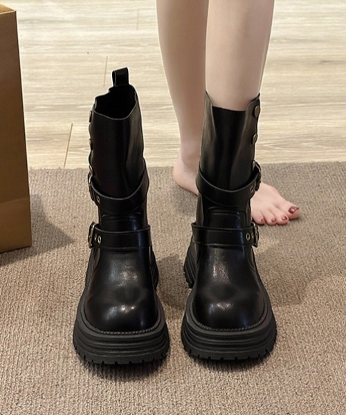 yuue' ( wear )(ユーイ)の「2WAY厚底ミドルブーツ(ブーツ・レディース・ブラック/ブラウン・23.5cm/24.5cm)」の9枚目の写真