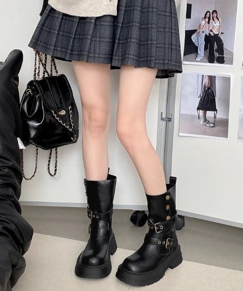 yuue' ( wear )(ユーイ)の「2WAY厚底ミドルブーツ(ブーツ・レディース・ブラック/ブラウン・23.5cm/24.5cm)」の4枚目の写真