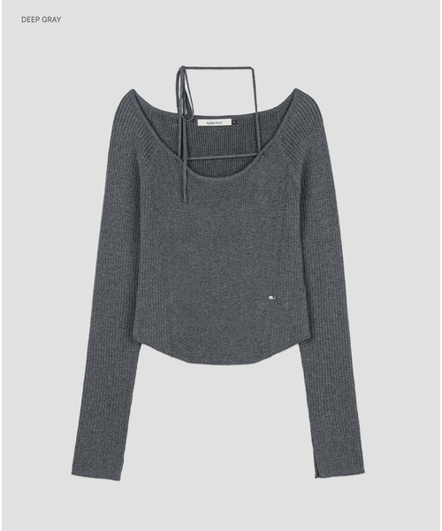 ATELIER NAIN（アトリエナイン）の「(T-7296)BALLET RIBBED STRING KNIT（ニット/セーター・レディース・ブラウン/ダークグレー/ブラック・FREE）」の3枚目の写真