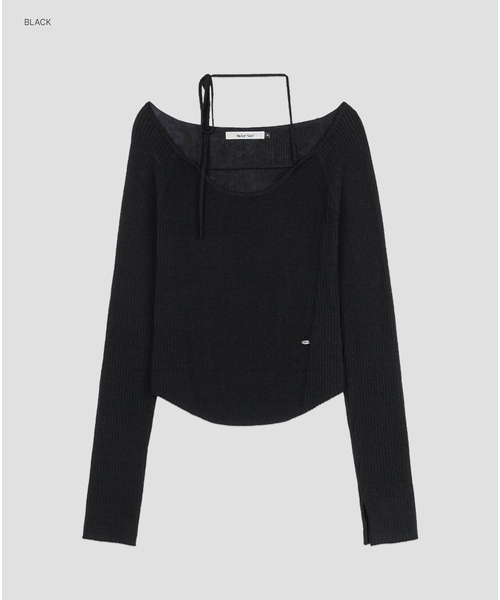 ATELIER NAIN（アトリエナイン）の「(T-7296)BALLET RIBBED STRING KNIT（ニット/セーター・レディース・ブラウン/ダークグレー/ブラック・FREE）」の2枚目の写真