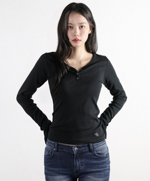 Lena ヘンリーネック ロングスリーブ ブラック