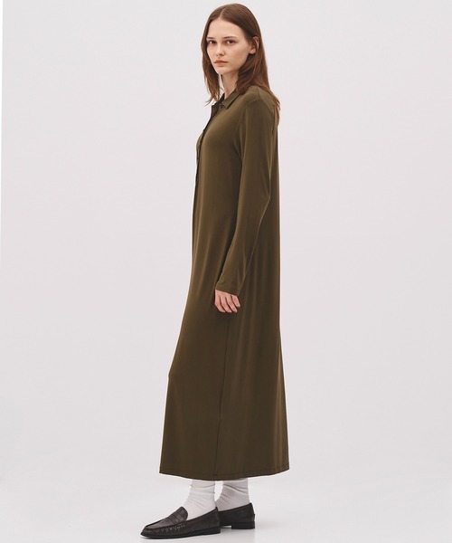 PUBLIC TOKYO(パブリックトウキョウ)の「【26年秋の新作】ポロロングワンピース(ワンピース・レディース・カーキ/グレー・FREE)」の5枚目の写真