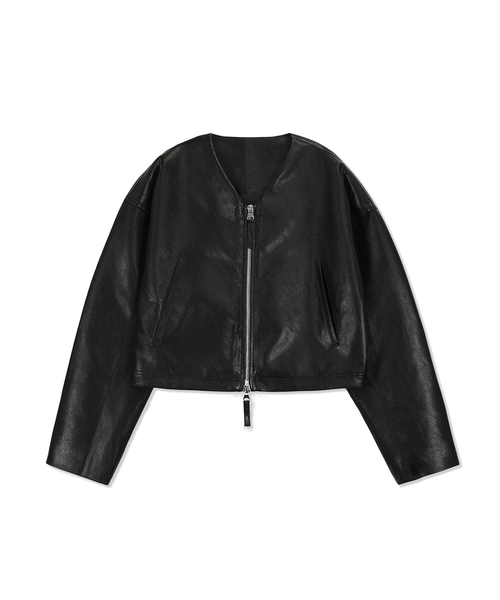 Yuje（ユジェ）の「MONO LEATHER JACKET (2color)（ライダースジャケット・レディース・ブラウン/ブラック・FREE）」の2枚目の写真