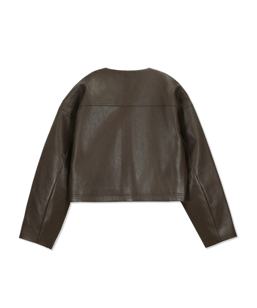 Yuje（ユジェ）の「MONO LEATHER JACKET (2color)（ライダースジャケット・レディース・ブラウン/ブラック・FREE）」の7枚目の写真